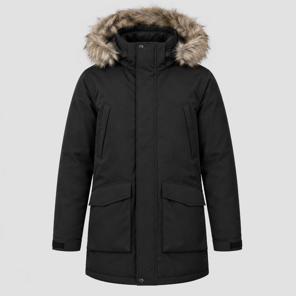 Parka Negra con Capucha